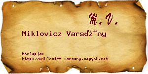 Miklovicz Varsány névjegykártya